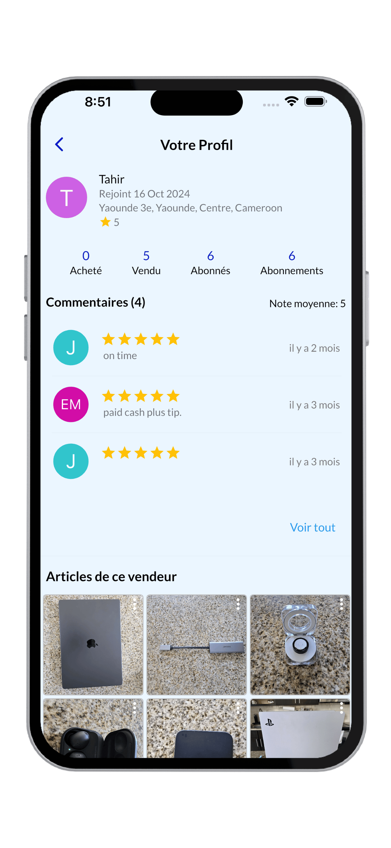 capture d'écran de l'application