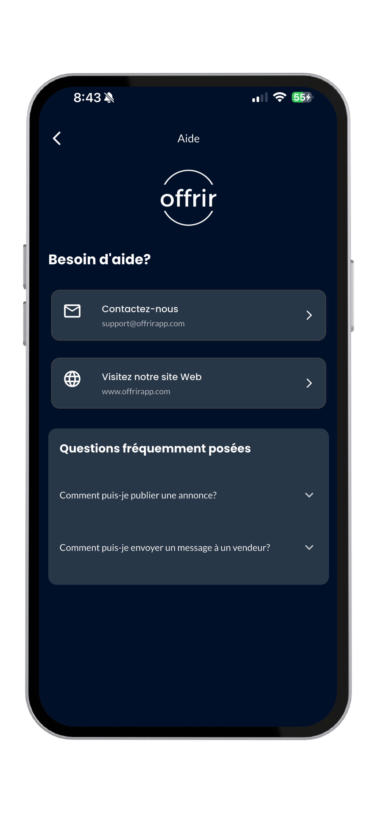 capture d'écran de l'application