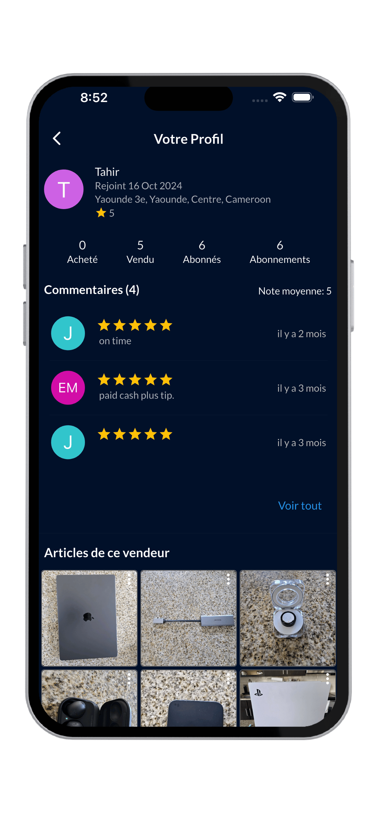 capture d'écran de l'application